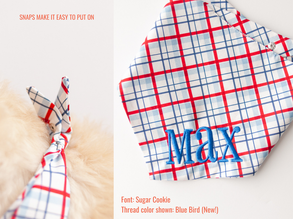 patriotic plaid dog bandana with name