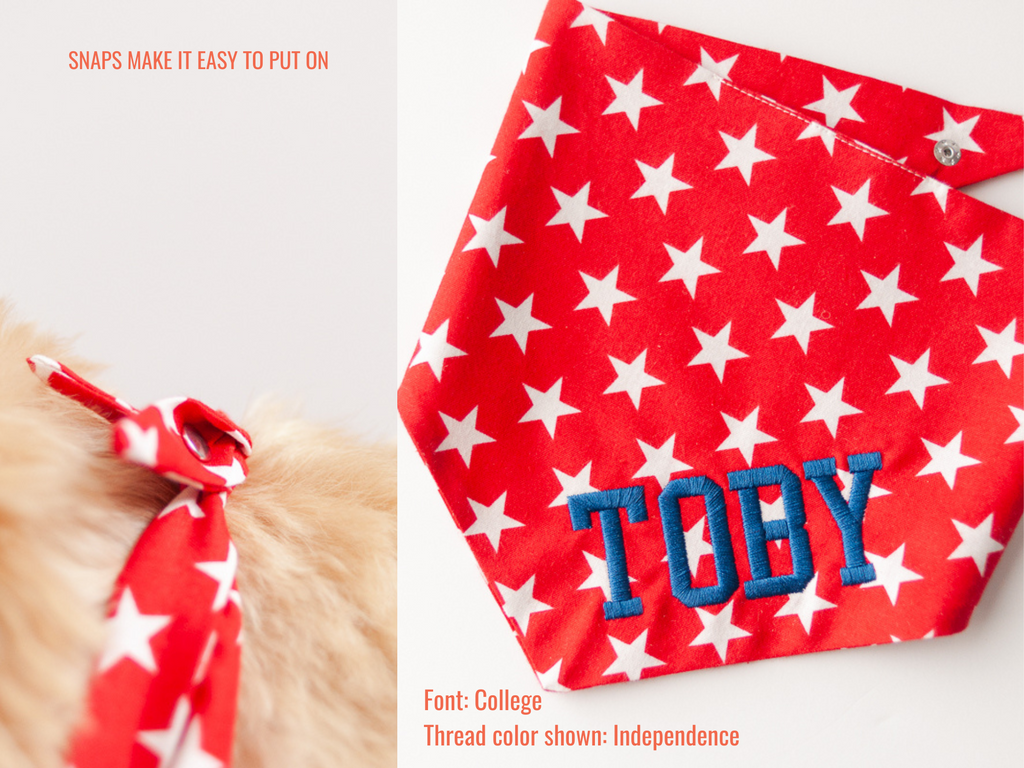 4th of july dog bandana with snaps
