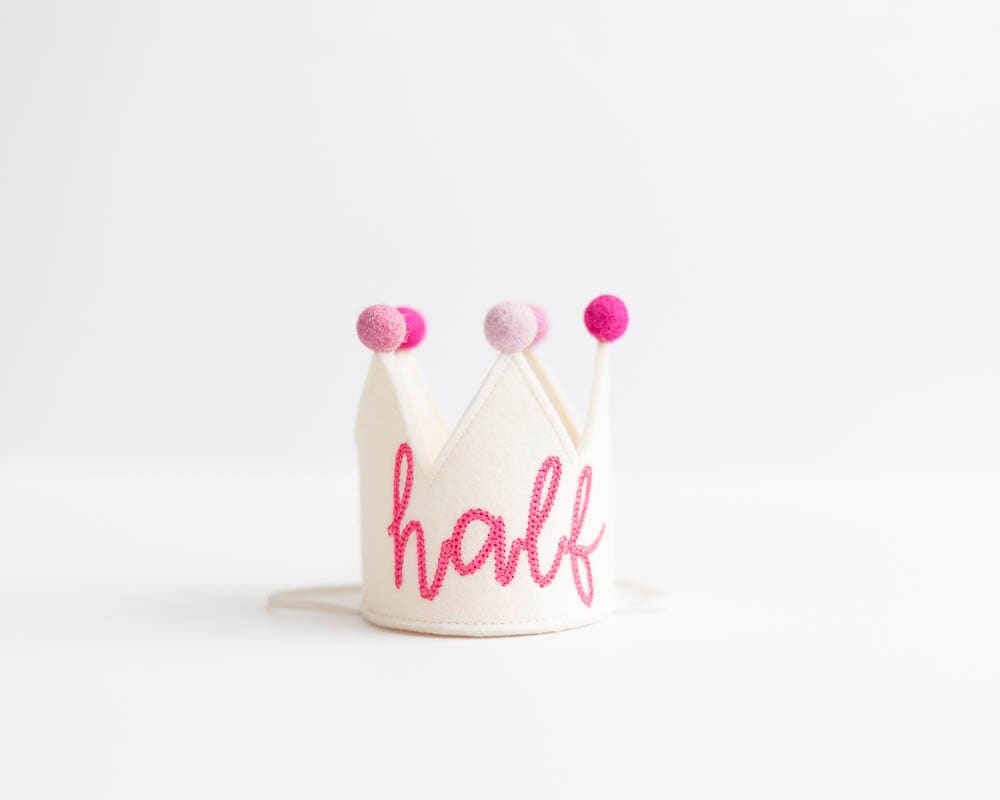 Half Birthday Crown for baby girl; pink half birthday crown