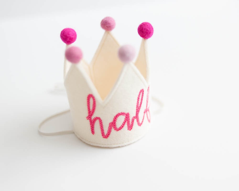 Half Birthday Crown for baby girl; pink half birthday crown