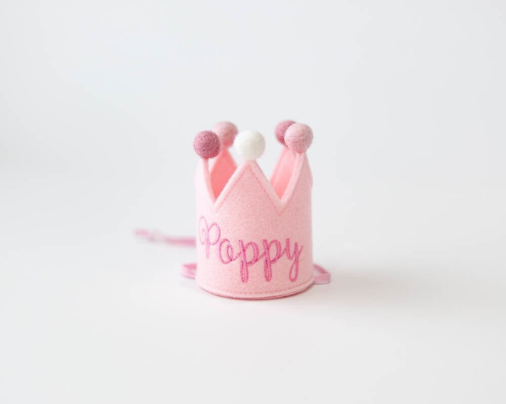 MINI Birthday Crown for Cats, Cat First Birthday Crown, Embroidered Cat Birthday Hat, Cat Birthday Keepsake, Kitten Birthday | Choose Color