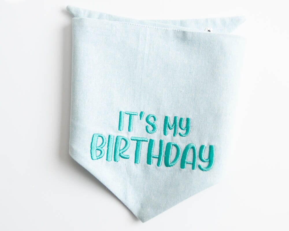 its my birthday dog bandana with beautiful embroidery