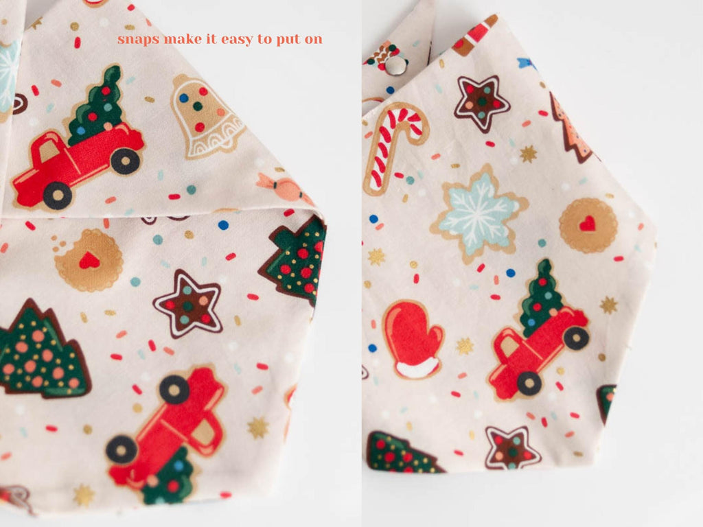 Christmas dog bandana with dog name embroidered