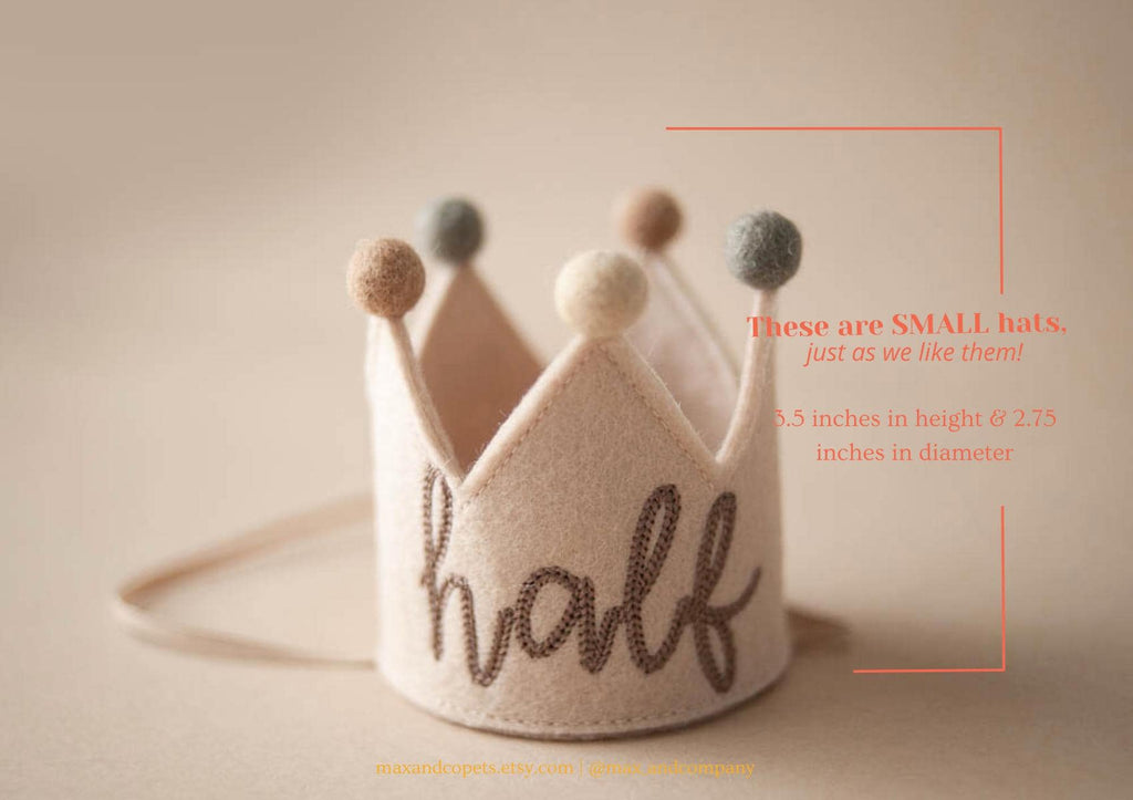 baby half birthday hat for baby in neutral colors