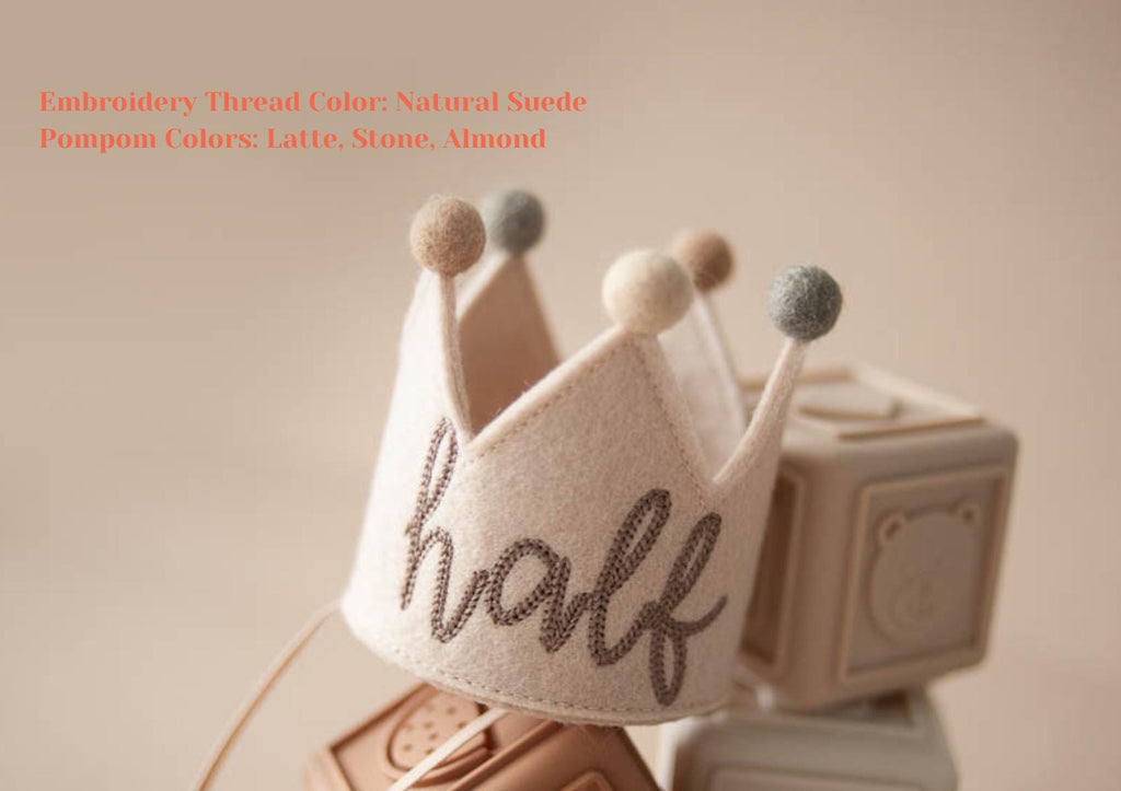 baby half birthday hat for baby in neutral colors