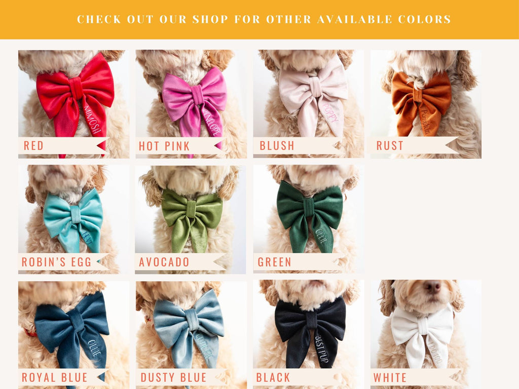 dog sailor bow; bow for dog collar; avocado green bow for dogs with embroidery; personalized bow; spring dog bow