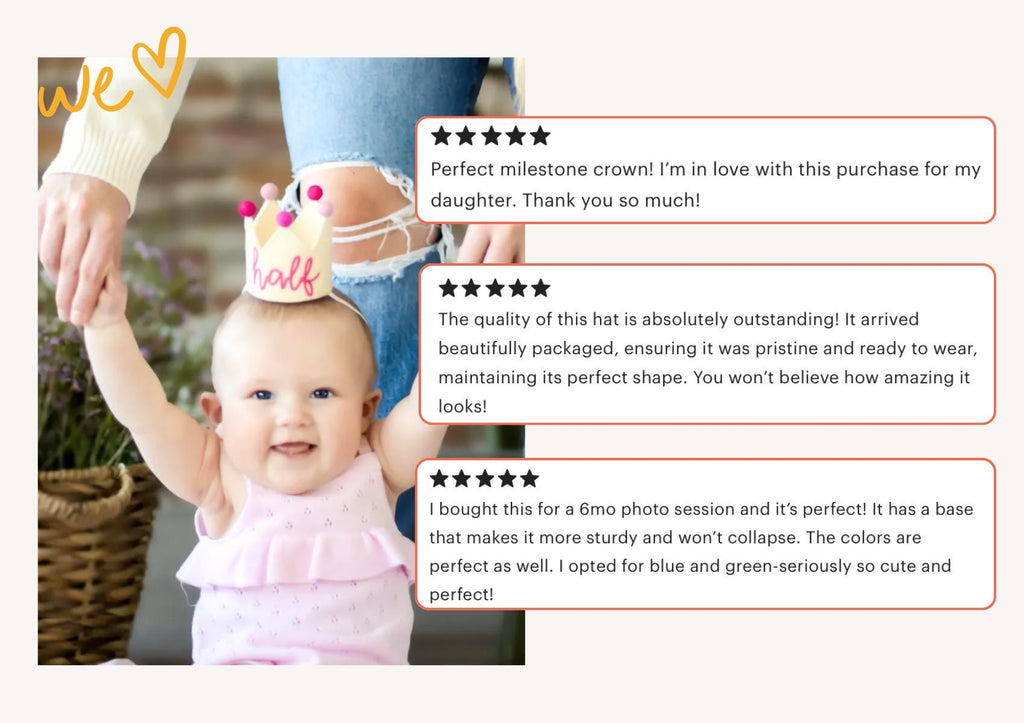 Half Birthday Crown for baby girl; pink half birthday crown