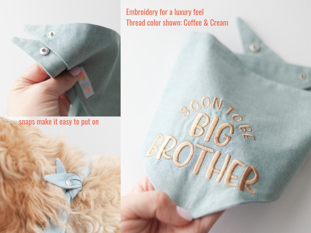 baby reveal dog bandana with embroidery