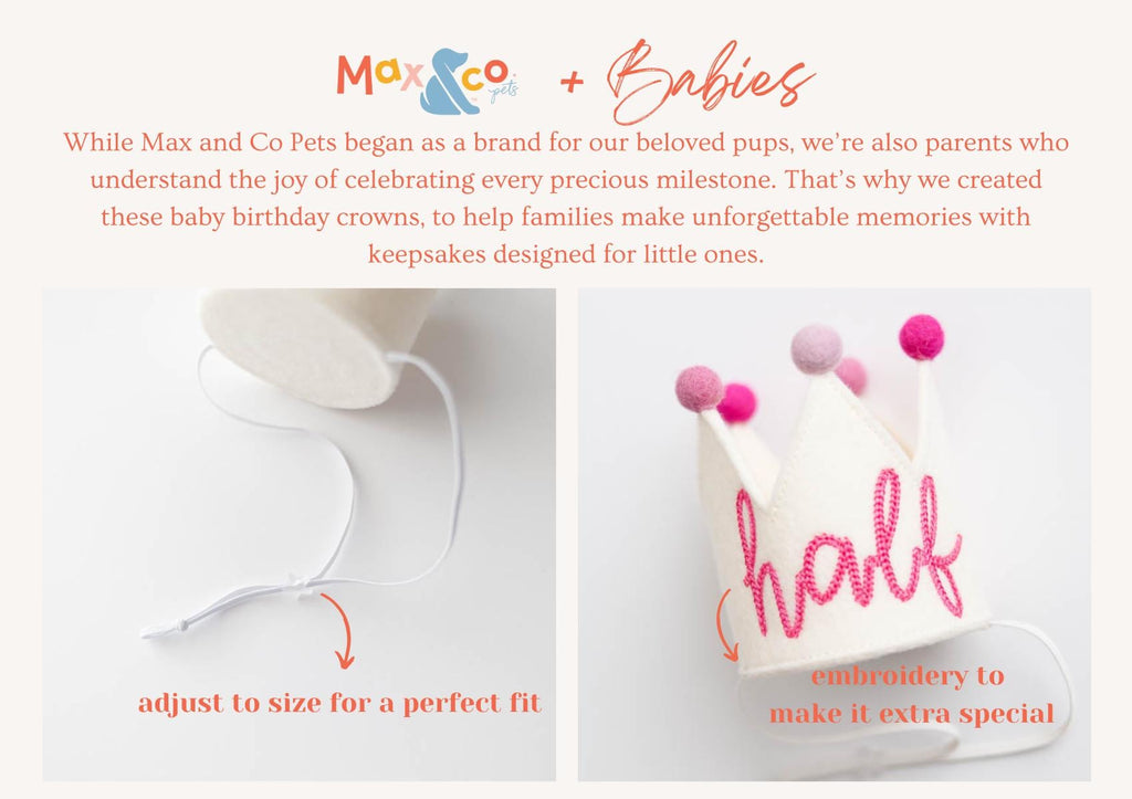 Half Birthday Crown for baby girl; pink half birthday crown