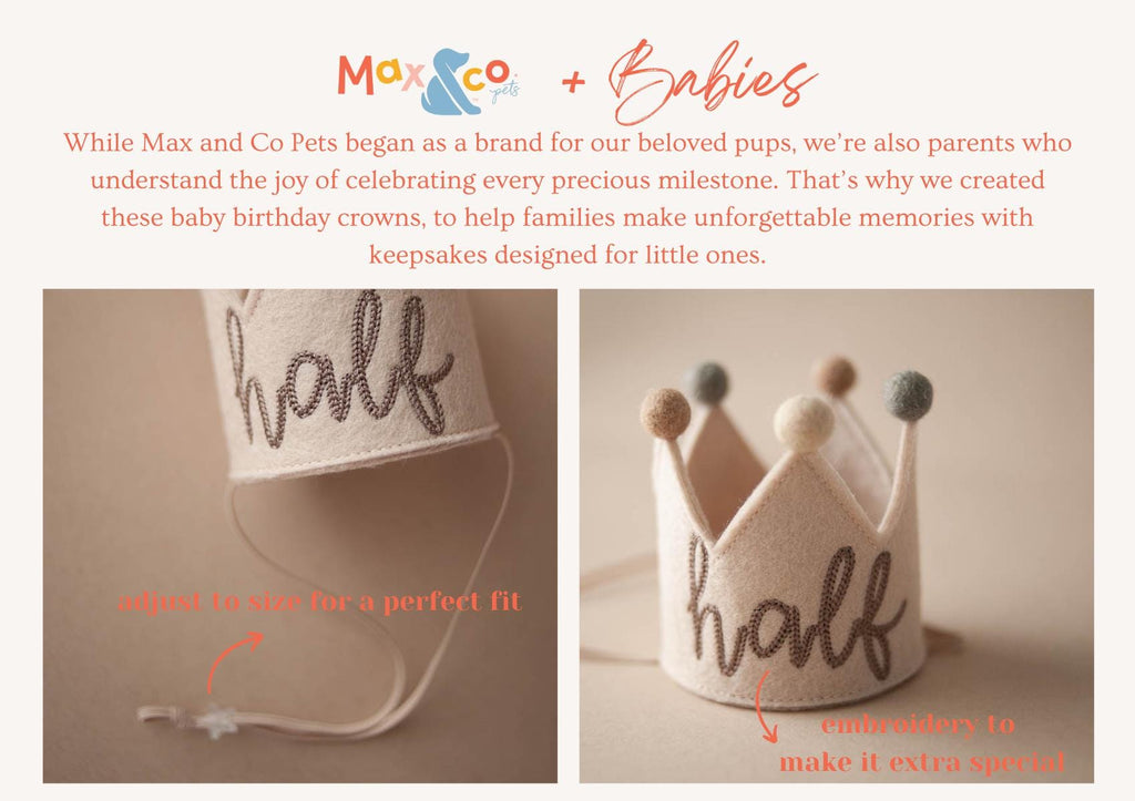 baby half birthday hat for baby in neutral colors