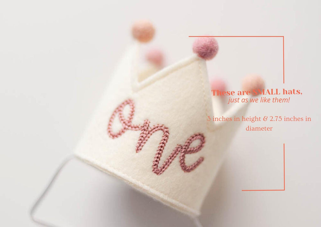 first birthday crown for baby in mauve pink