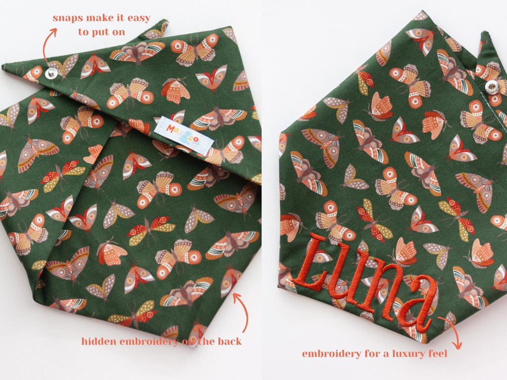 fall dog bandana with custom name embroidery for dogs