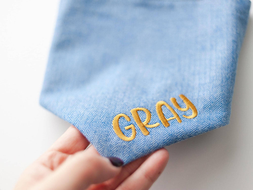 denim flannel dog bandana with name