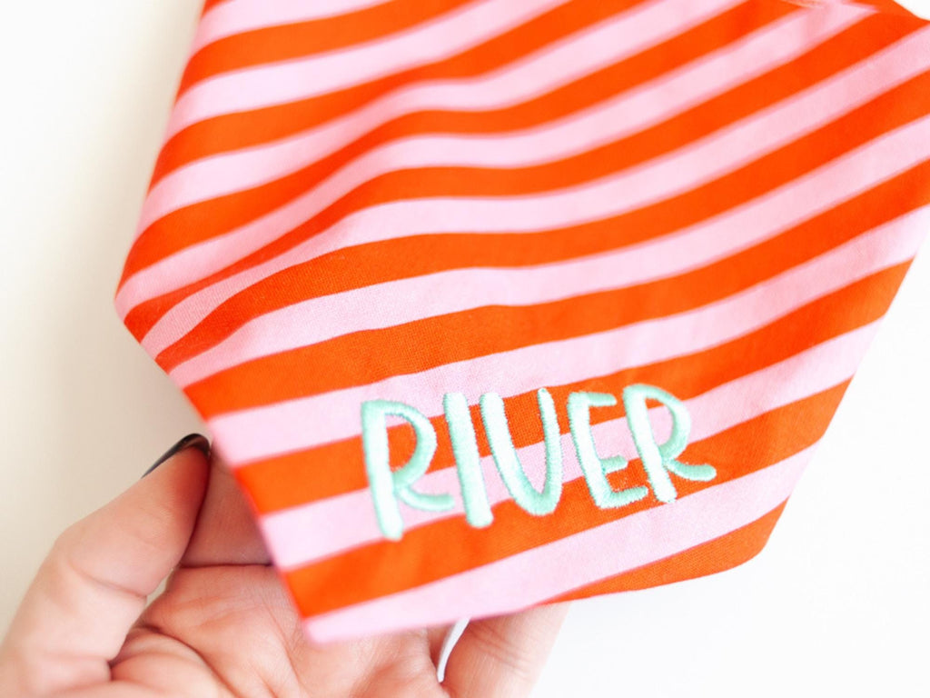 Candy cane dog bandana with name