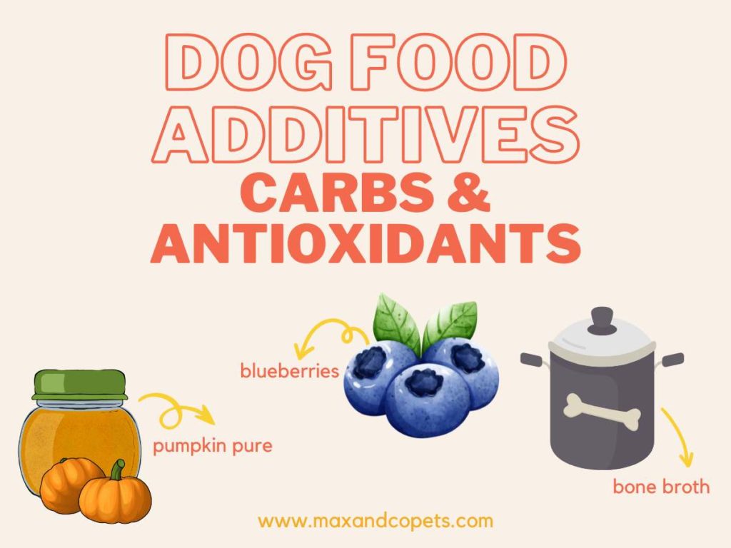 dog food additives including pumpkin, blueberries, and bone broth